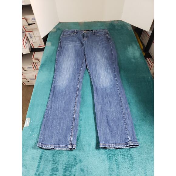 Levis 505 Jeans Size 8 Womens Blue Stretch Pants Denim Mid Rise Straight - Picture 1 of 15
